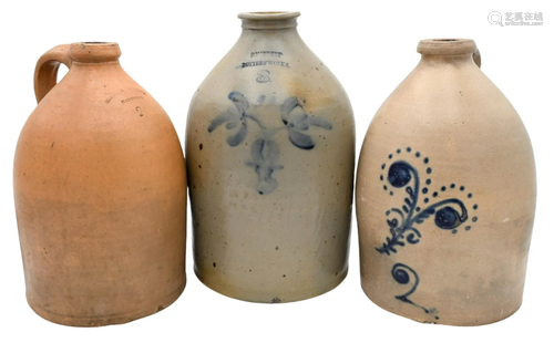 Three Stoneware Jugs, to include three gallon Somerset