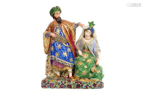 AN ORIENTALIST PORCELAIN STATUETTE OF AN OTTOMAN SULTAN AND ...