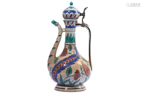 AN IZNIK-STYLE FRENCH POTTERY EWER Paris, France, late 19th ...