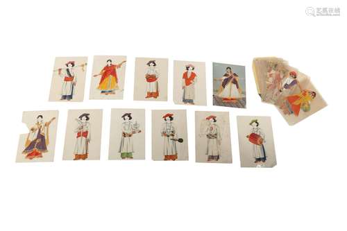 A COSTUME CARD AND TWENTY-THREE INDIAN COSTUME MICA OVERLAYS...