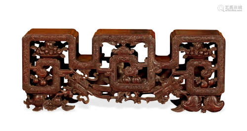 清中期 紅木雕博古圖架