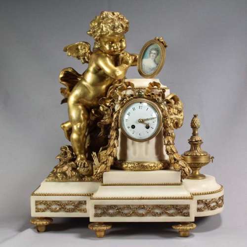 Marble Bronze Gold Gilded Clock