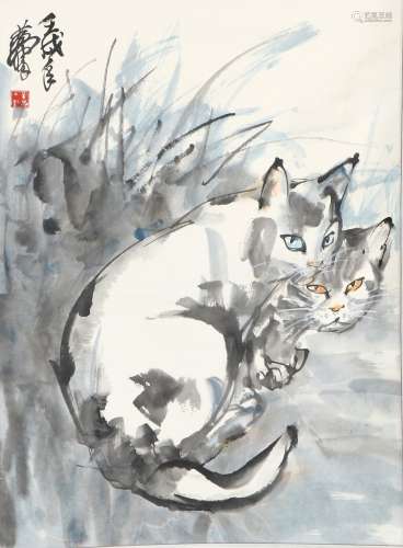 Ink Painting Of Cat - Huang Zhou