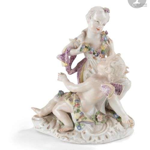 MeissenGroupe à deux figures en porcelaine représentant Zéph...