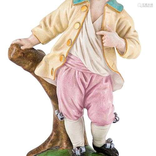 Hoechst Statuette en porcelaine représentant un enfant appuy...