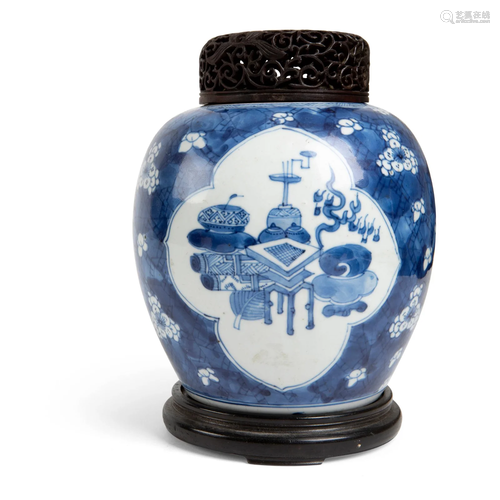 BLUE AND WHITE GINGER 'ANTIQUITY' JAR QING DYNASTY,