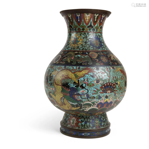 LARGE JAPANESE CLOISONNE 'DRAGON' VASE EDO TO MEIJI