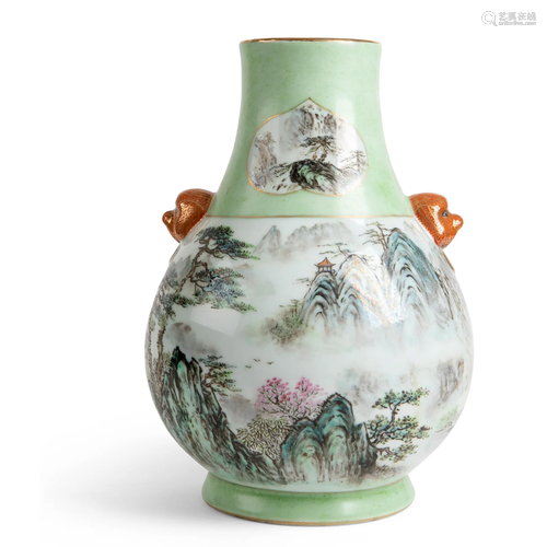 FAMILLE ROSE 'LANDSCAPE' VASE 20TH CENTURY