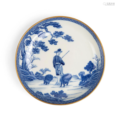 SOFT-PASTE BLUE AND WHITE CIRCULAR DISH QING DYNASTY,