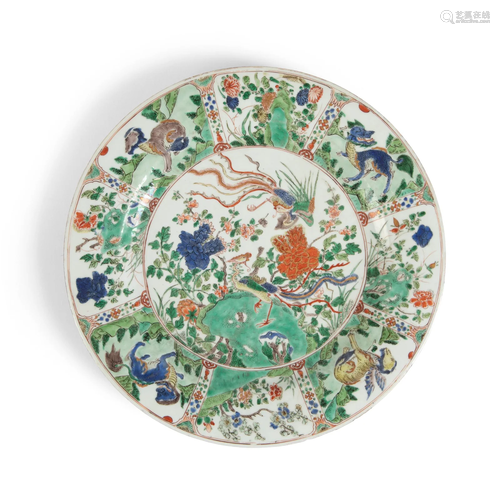 FAMILLE VERTE 'PHOENIX AND QILIN' CHARGER QING DYNASTY,