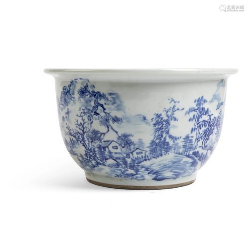 BLUE AND WHITE 'LANDSCAPE' JARDINIERE QING DY…