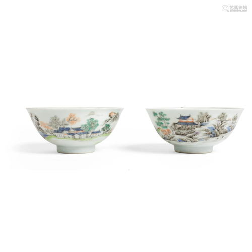 PAIR OF FAMILLE ROSE BOWLS QING DYNASTY, QIANLONG