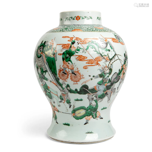 LARGE WUCAI BALUSTER VASE QING DYNASTY, 19TH CENTURY