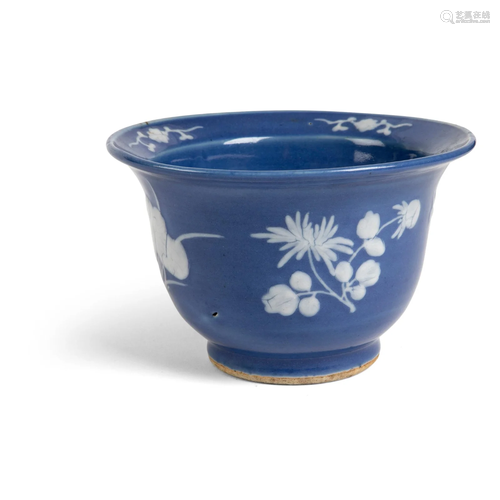 BLUE-GLAZED SLIP-DECORATED JARDINIERE QING DYNASTY,