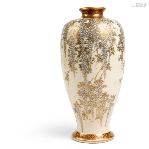 SATSUMA 'WISTERIA' VASE MEIJI PERIOD