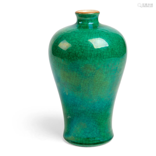 LANGYAO GREEN-GLAZED MEIPING VASE QING DYNATY, 19TH