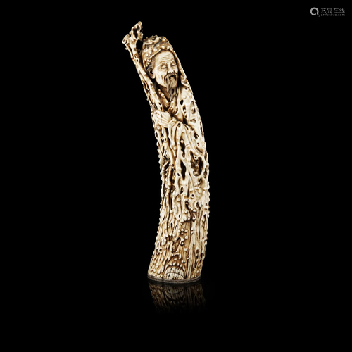 Y LARGE IVORY CARVING OF A MALE FIGURE LATE QING