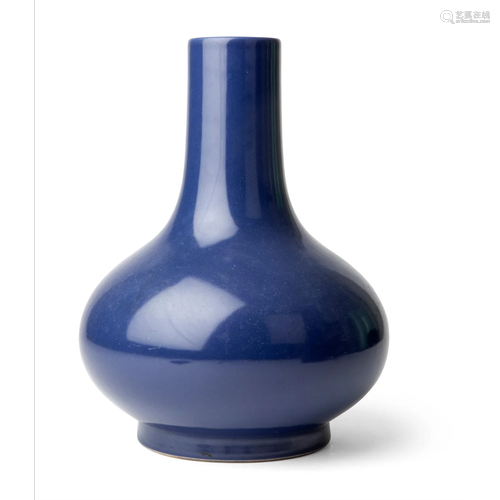 BLUE-GLAZED BOTTLE VASE XUANTONG MARK, 20TH CENTURY