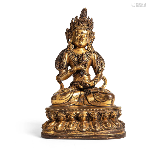 GILT-BRONZE FIGURE OF VAJRASATTVA QING DYNASTY, 17TH