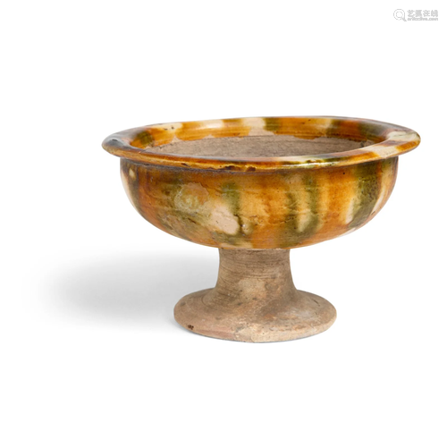 SANCAI-GLAZED STEM CUP TANG DYNASTY