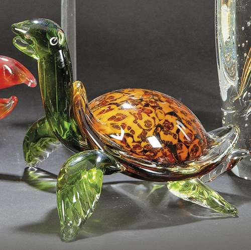 Turtle in Murano glass. Marked on the base. size: 16 x 21 x ...