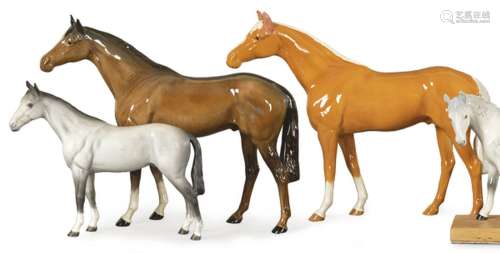 Set of three Beswick porcelain and biscuit painted horses. E...