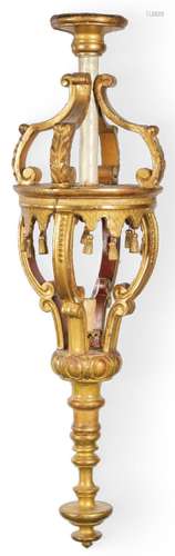 Venetian ceiling lantern carved, stuccoed and gilded wood S....