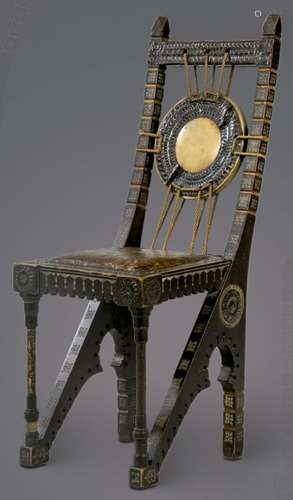 Carlo Bugatti (1856-1940) Chair in walnut, ebonised wood, co...