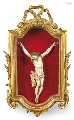 Christ Crucified of carved and polychrome ivory, Indo-Portug...