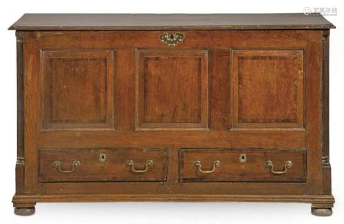 George III flat-top 'mule and dower' type chest, i...