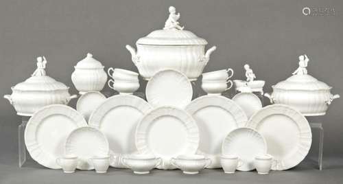 Twelve-serving set, white enamelled porcelain in rococo desi...