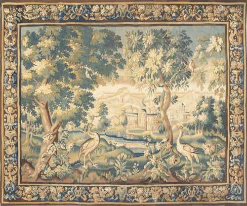 Aubusson verdure tapestry in wool and silk. France, 18th - 1...