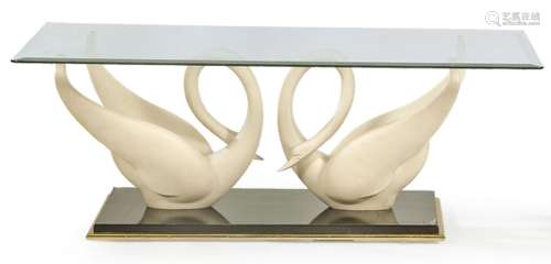 Swan coffee table by Maison Jansen, with black and gold lacq...