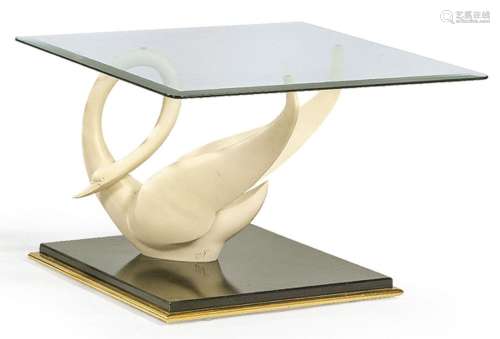 Swan coffee table by Maison Jansen with black and gold lacqu...