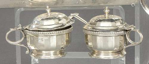 Pair of English sterling silver table spice racks by A Bros....
