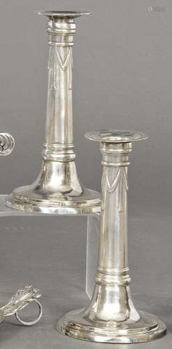 Pair of unpunched Spanish silver candlesticks, time of Carlo...