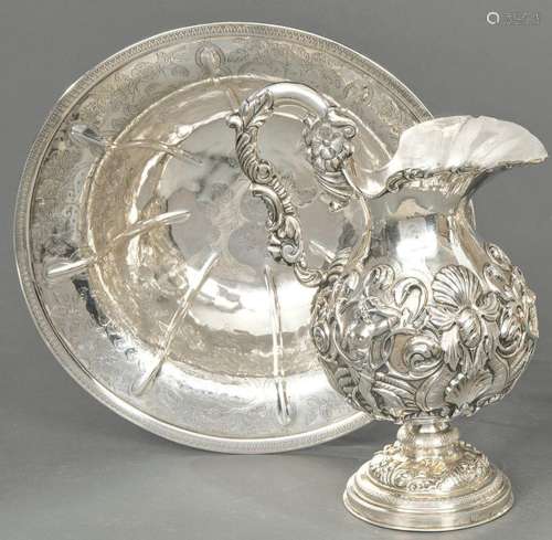 Punched Spanish silver ewer by J. Heredia and Rafael de Mart...