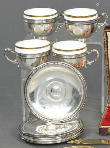 Set of six silver cups with their 1st Law punzoanda Spanish ...