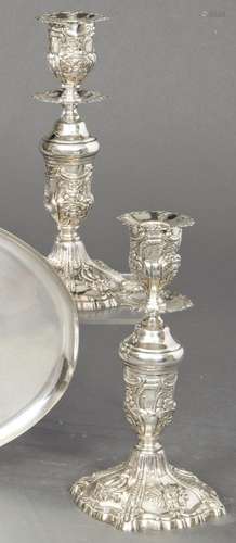 Pair of stamped Spanish silver candlesticks 1st Law of Durán...