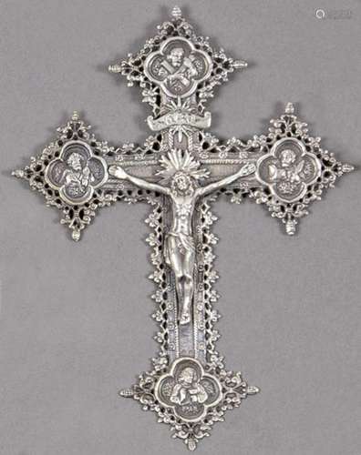 Punched Spanish silver crucifix. Gothic style with the arms ...