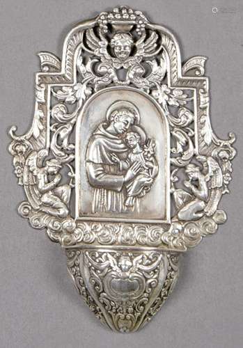 Blessing box in Spanish silver stamped Law 925 with Saint An...