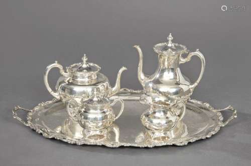 Mexican sterling silver stamped coffee and tea set by José M...