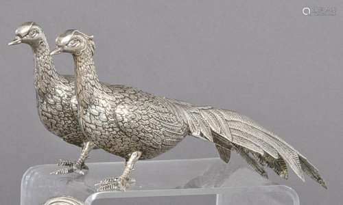 Pair of punched Spanish silver pheasants 1st Law of Cortabar...