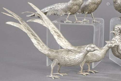 Pair of 1st Law punched Spanish silver pheasants. Weight: 73...
