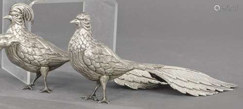 Pair of 1st Law punched Spanish silver pheasants. Weight: 53...