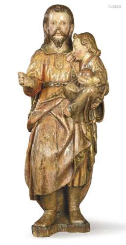 Saint Joseph Holding the Sleeping Child Jesus" carved i...