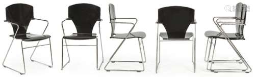 Josep Mora for Stua 1988 Set of six stackable Goa armchairs....