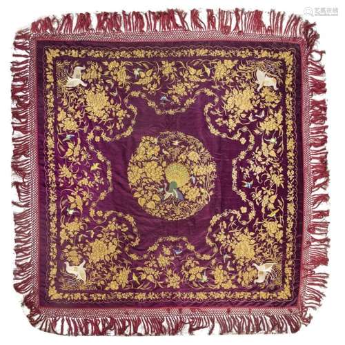 Manila quilt in purple silk and gold ff. S. XIX. With decora...