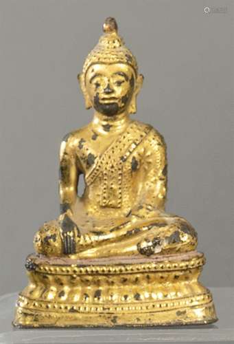 Seated Buddha in bronze, Tibet S. XVIII. size: 10.5 x 3.5 x ...