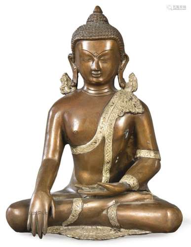 Patinated bronze "Buddha", Tibet h. 1950. size: 31...